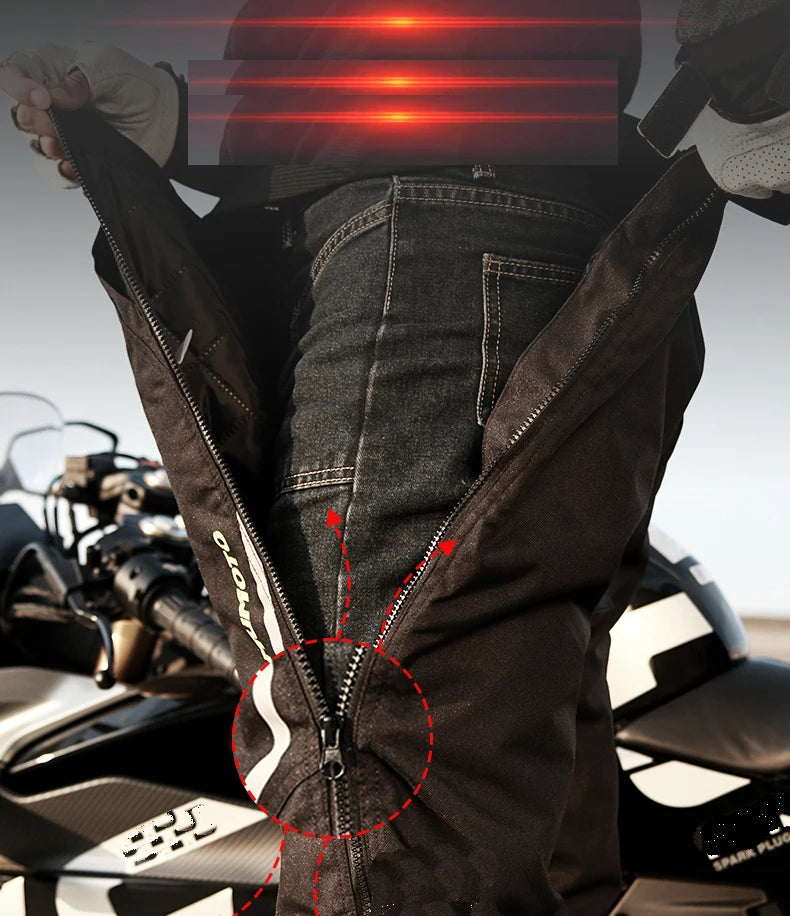 AMU Motorcycle Quick Take-Off Pants - Waterproof, Windproof, Thermal Protective Gear for Men & Women