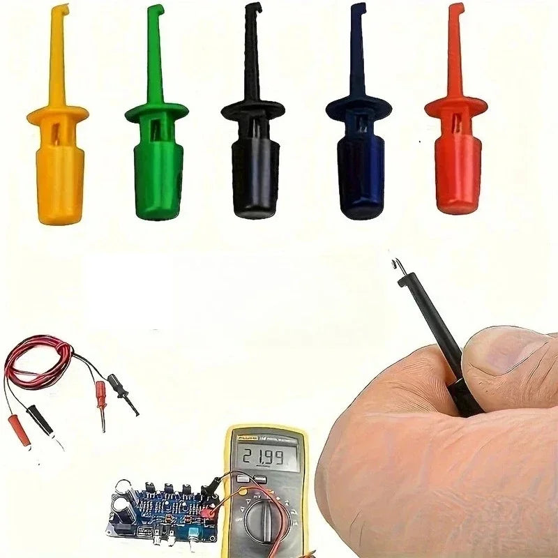 Mini Test Hook Clip Probe - Small Electronic IC Grabber with Round Crocodile Clip for Circuit Testing