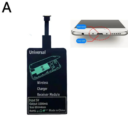 Type-C Wireless Charging Receiver Patch – Universal Android Fast Charging Adapter for Mobile Phones, Slim USB-C Receiver Sticker