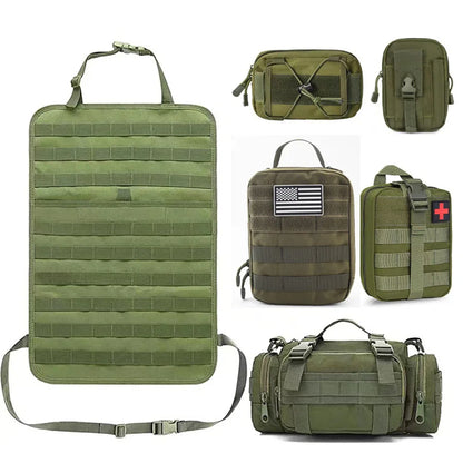 Multifunctional 6 in 1 Car Back Seat Tactical Hanging Storage Organizer - 600D, 55x37CM