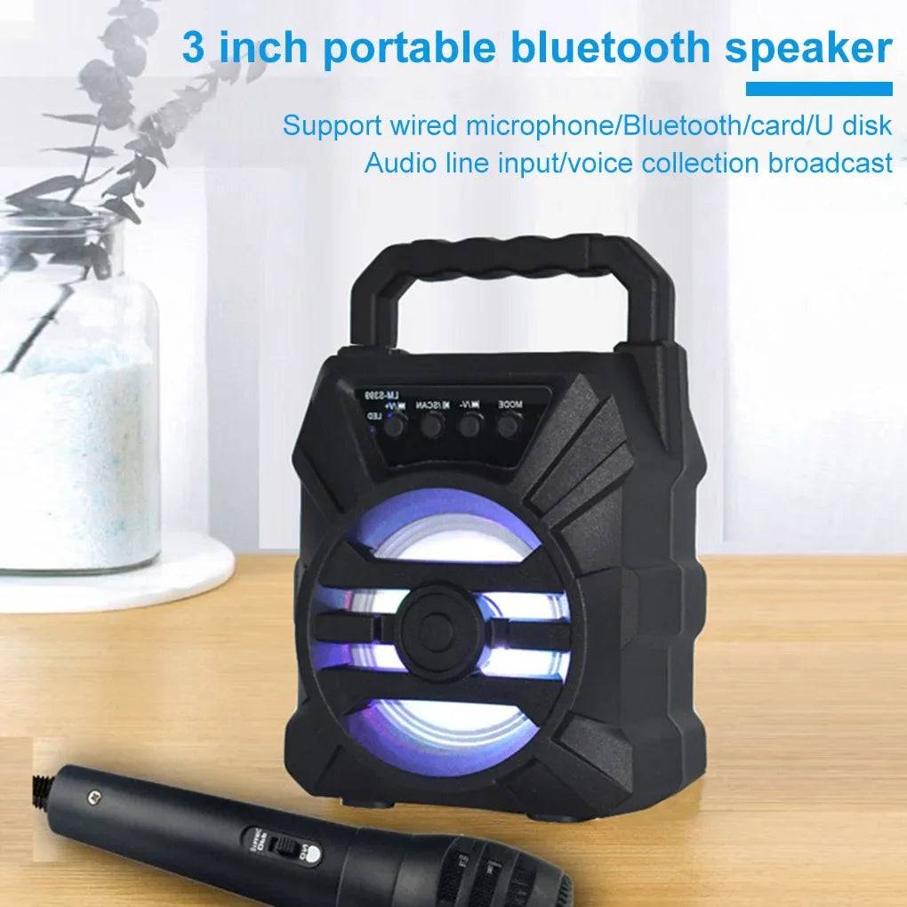 500mAh Bluetooth Speaker – High-Power Sound Box with TF/U-Disk, Karaoke & Handheld Subwoofer for Dancing