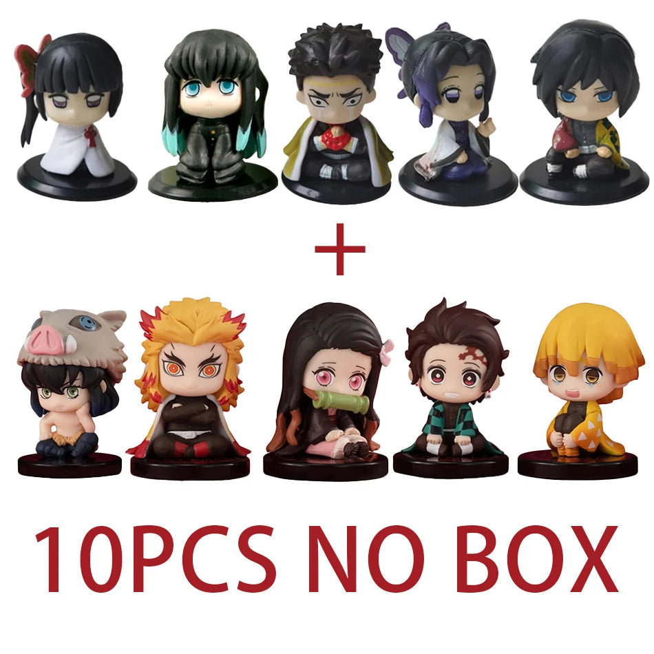 5-Style Q Version Demon Slayer Sitting Ghost Dolls – Tanjiro, Nidouzi, Inosuke & Zenitsu Action Figures