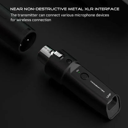 UHF Wireless Microphone Adapter – XLR Transmitter & Receiver for Dynamic Mics, Guitar, Audio Mixer & PA System