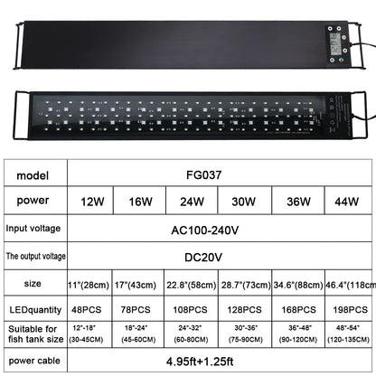 24/7 Full Spectrum Aquarium LED Light – Adjustable Brightness with Timer for Fish Tanks & Aquariums Decoration