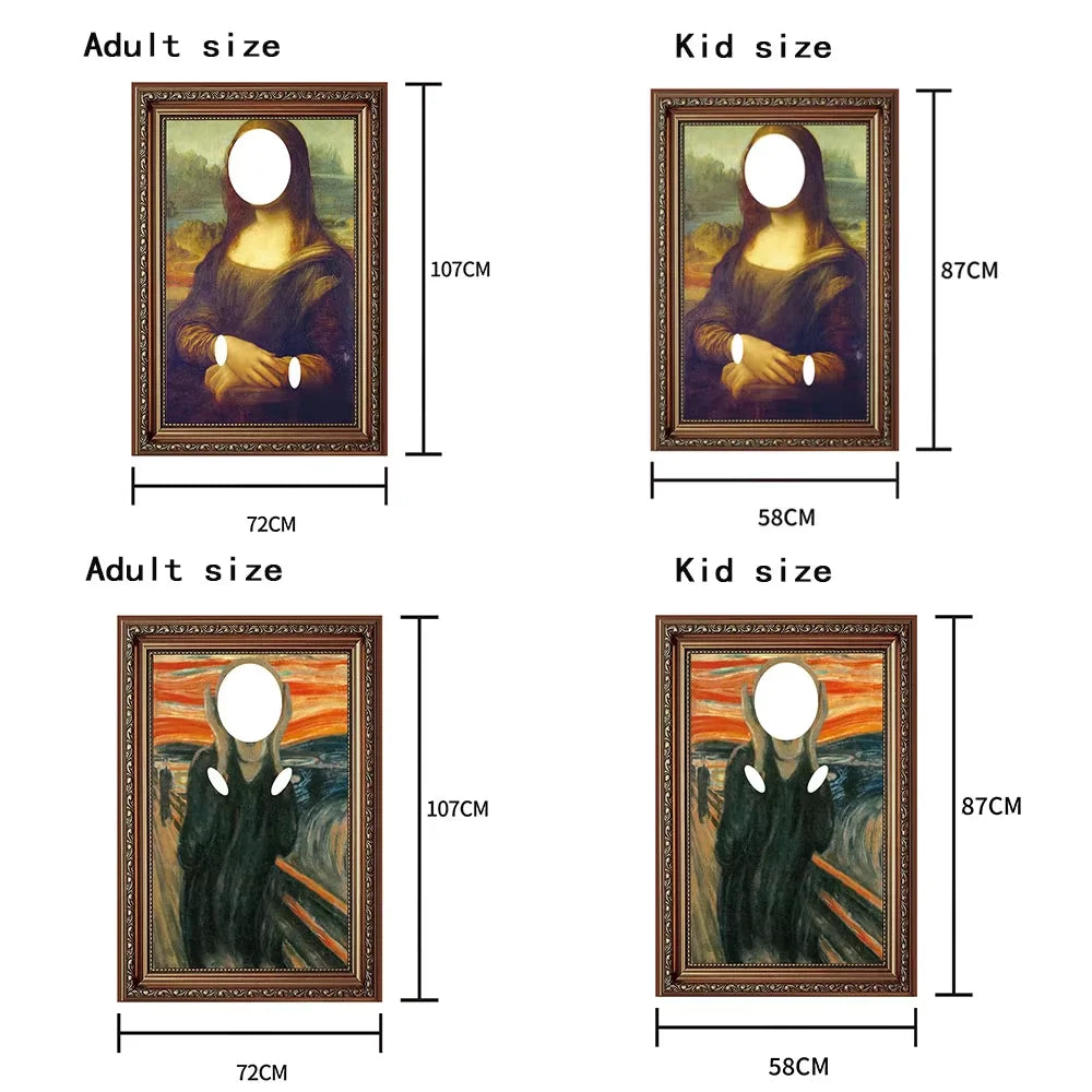 Mona Lisa & The Scream Art Cosplay Costume - Funny Halloween Carnival Sponge Suit for Adults & Kids