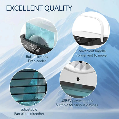 Portable Mini Air Conditioner – 3-Speed Small AC Unit with 900ML Water Tank, Electric Fan and Humidifier for Bedroom & Office