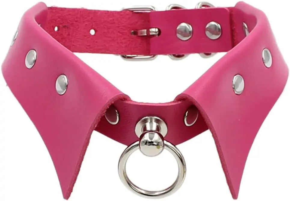 Black Gothic Leather Choker Necklace – Punk Style Neck Jewelry for Women & Alternative Fashion