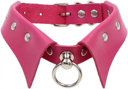 Black Gothic Leather Choker Necklace – Punk Style Neck Jewelry for Women & Alternative Fashion