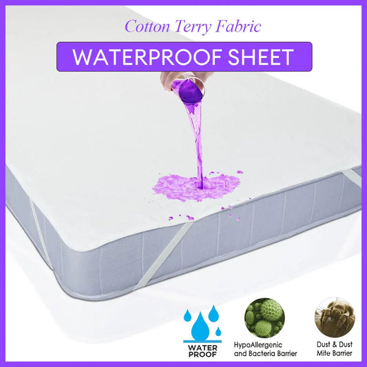 Waterproof Cotton Terry Mattress Protector - Anti-Mite Washable Flat Bed Sheet Cover for Comfortable Sleep