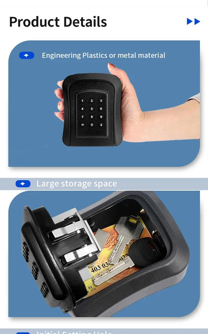 Tuya/TTlock Smart Password Key Box – Outdoor IP65 Waterproof Anti-Theft Wall Mount Security Safe in ABS/Metal