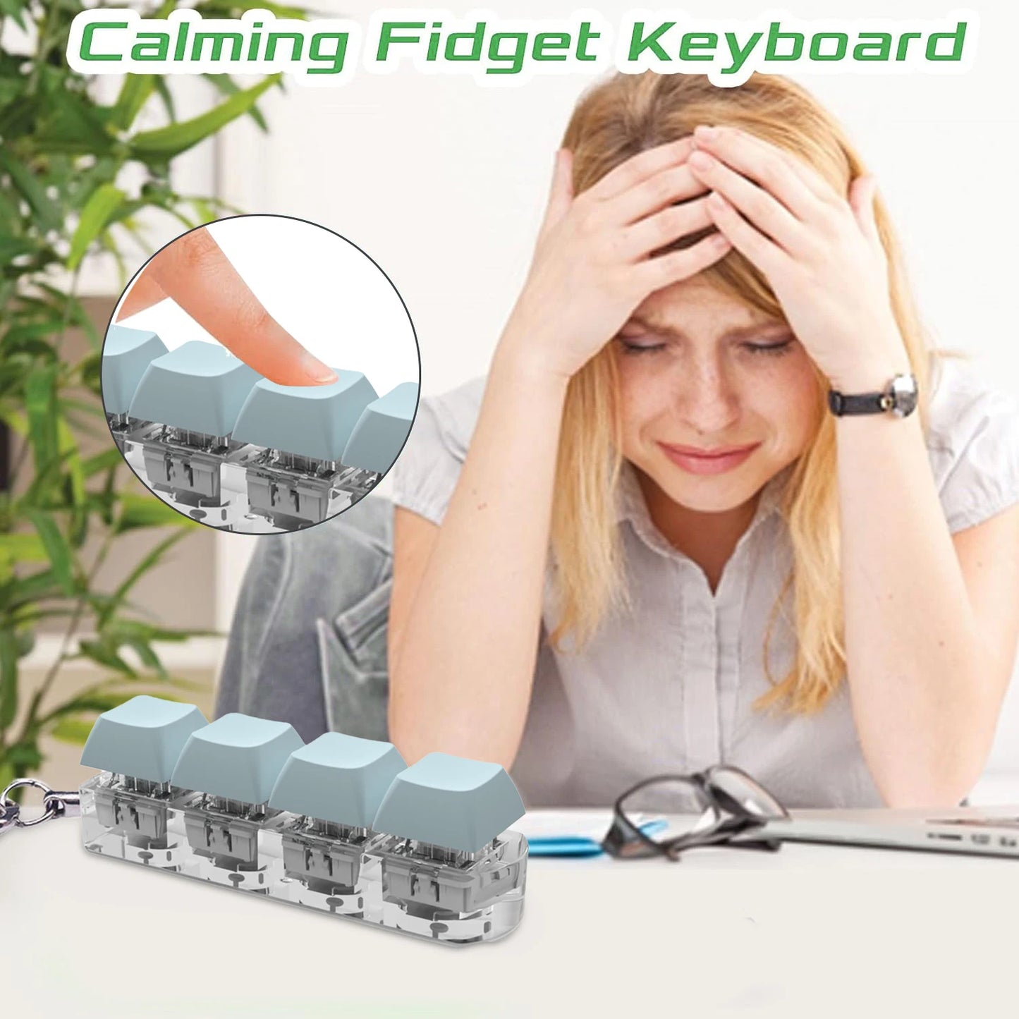 DIY Keyboard Key Toy - Stress Relief Fidget Button Keychain & Fidget Keycap Toy