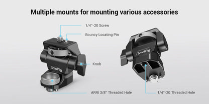 SmallRig DSLR Camera Clamp – Swivel & Tilt Adjustable Monitor Mount with Screws for Monitor, Flash Light & DIY Attachment (2903B)