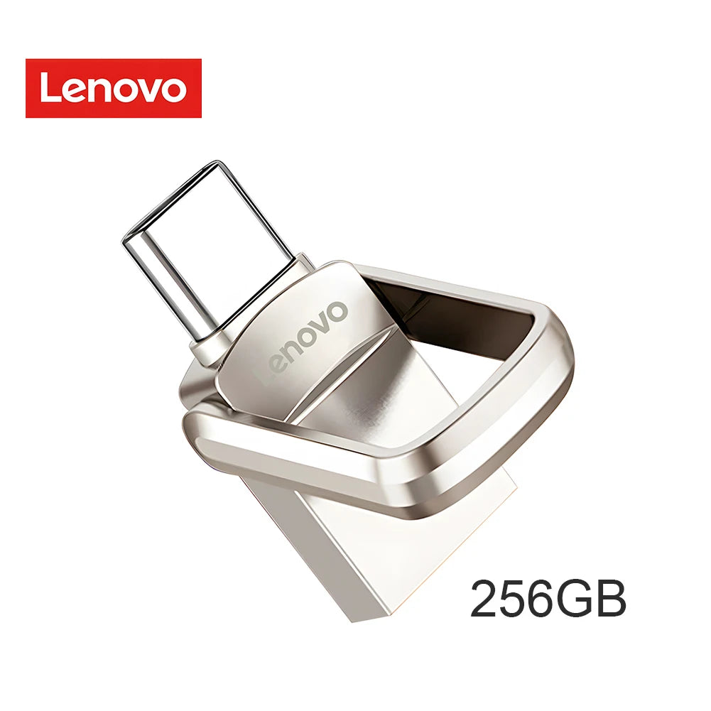 Original Lenovo 2TB USB 3.1 Pendrive – Metal 2-in-1 OTG Flash Drive for Phone & Computer (128GB, 512GB, 1TB, 2TB)