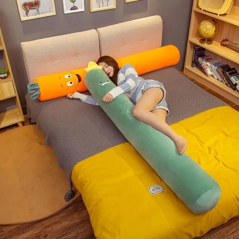 Cute Cylindrical Body Pillow – Soft Side Sleeping Pregnancy Pillow with Detachable Washable Cover, Long Cartoon Leg Gripper Pillow Gift