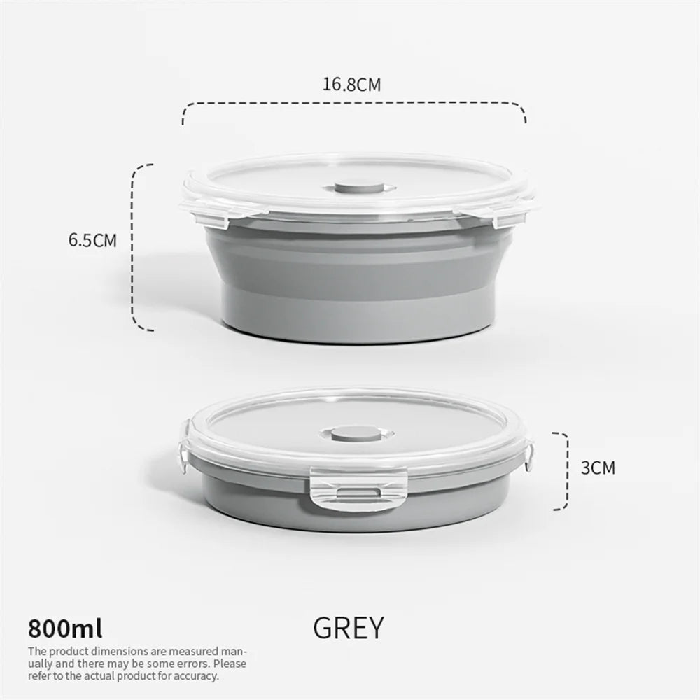 Collapsible Silicone Food Storage Container - Portable Lunch Box with Lid for Microwave & Freezer Use