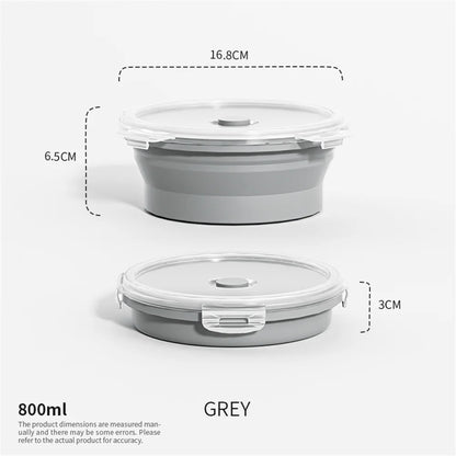 Collapsible Silicone Food Storage Container - Portable Lunch Box with Lid for Microwave & Freezer Use