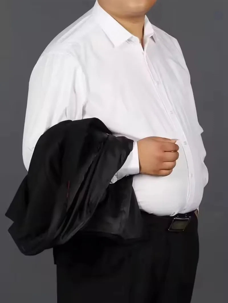 Men’s Plus Size Dress Shirt - Long Sleeve Business Office Shirt 8XL-11XL Regular Fit White Top