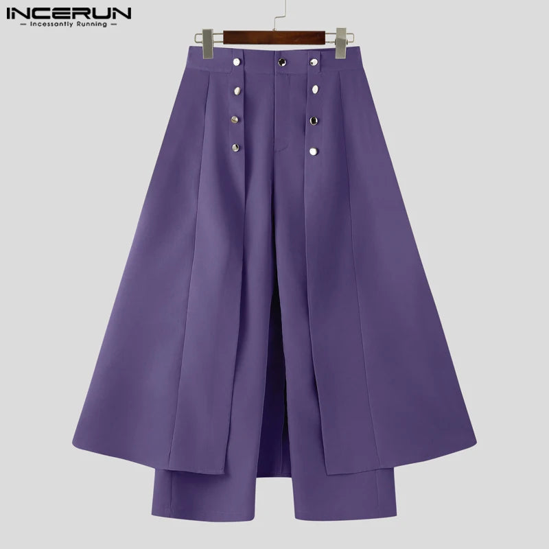 INCERUN Men Irregular Jogger Pants - Loose Casual Streetwear Trousers Solid Color Fashion Long Pants S-5XL