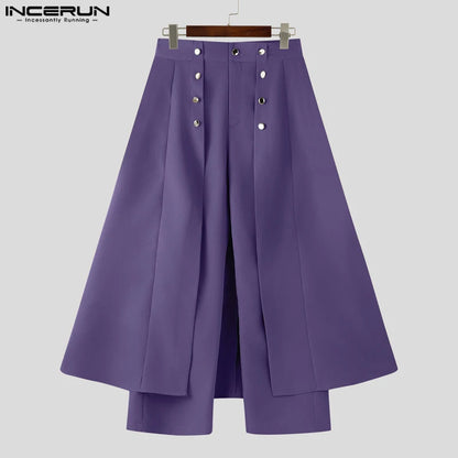 INCERUN Men Irregular Jogger Pants - Loose Casual Streetwear Trousers Solid Color Fashion Long Pants S-5XL