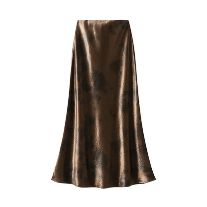 Seoulish Women’s Vintage Polka Dot Satin Mermaid Skirt – High Waist Midi Length Casual Spring Summer Fashion Skirt 2026
