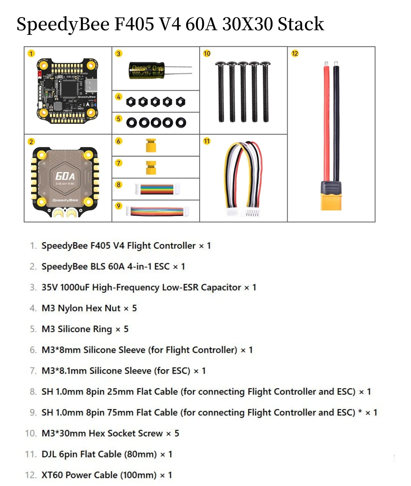 Original SpeedyBee F405 V3 Flight Controller & 60A ESC - 30x30 FPV Stack for Freestyle DIY Drones