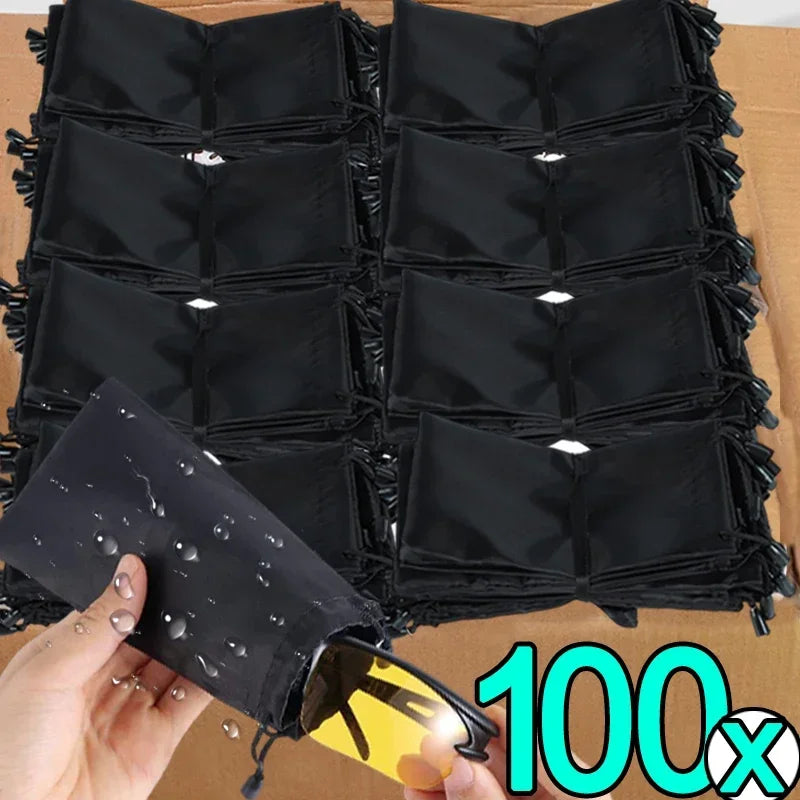 1/100pcs Portable Soft Cloth Sunglasses Bags – Waterproof Microfiber Dust Pouches for Eyewear Storage & Protection