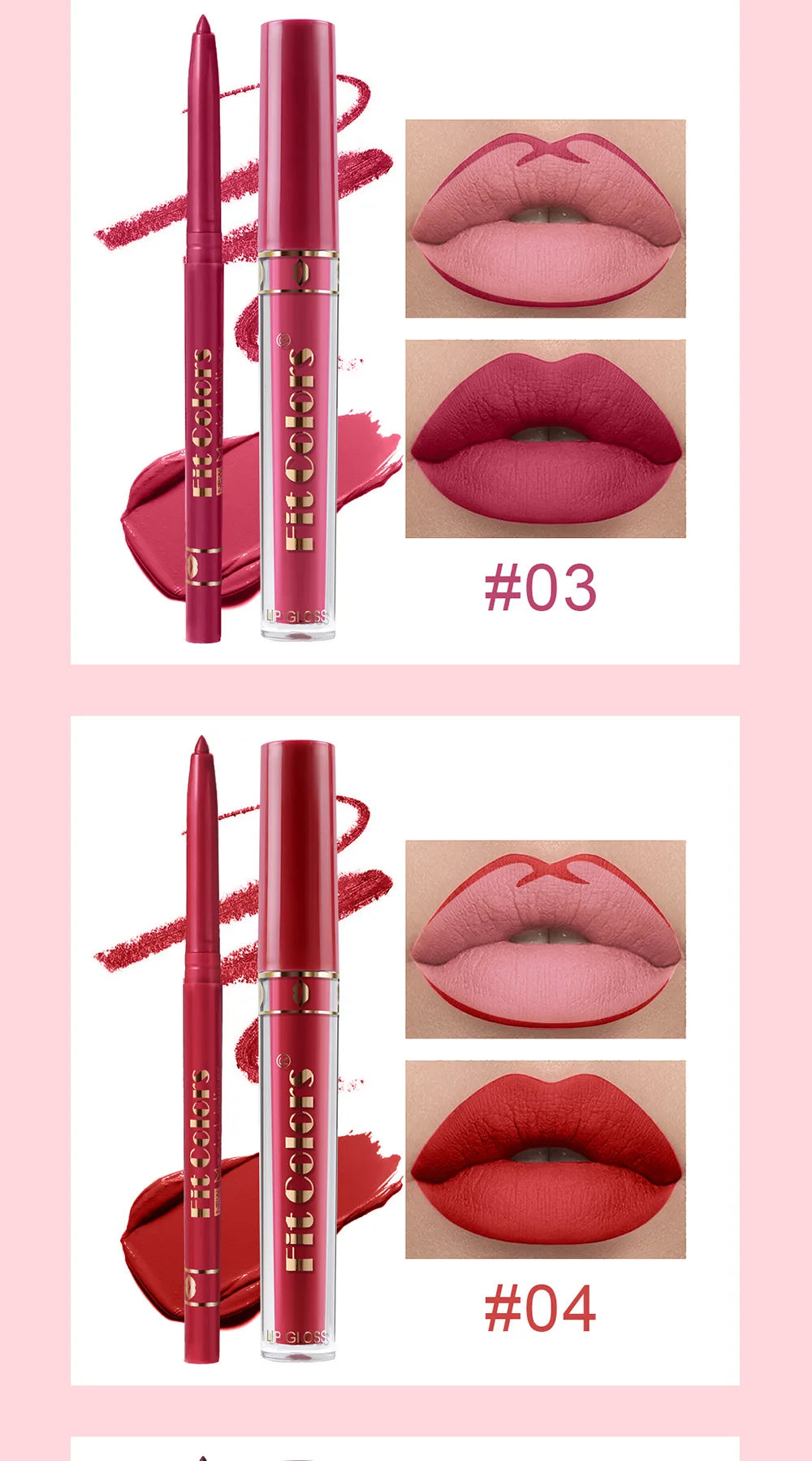 Fit Colors 13pcs Matte Lip Liner Pencil Set – Waterproof, Non-Stick, Long-Lasting Lip Pencil with Case and Hook