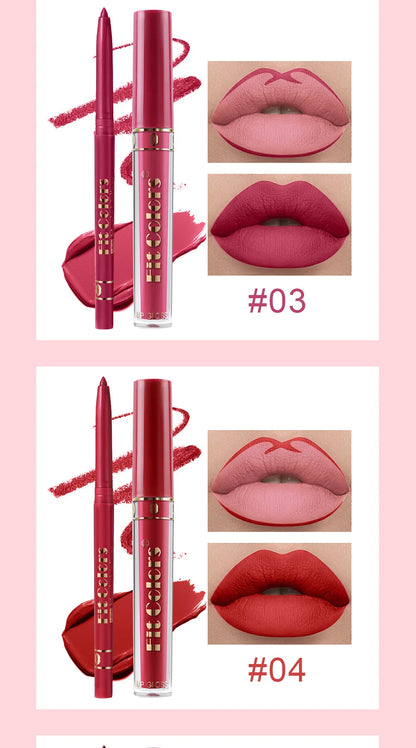 Fit Colors 13pcs Matte Lip Liner Pencil Set – Waterproof, Non-Stick, Long-Lasting Lip Pencil with Case and Hook