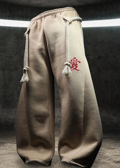Men's Wide Leg Jogger Pants - Oversized Casual Streetwear with Drawstring