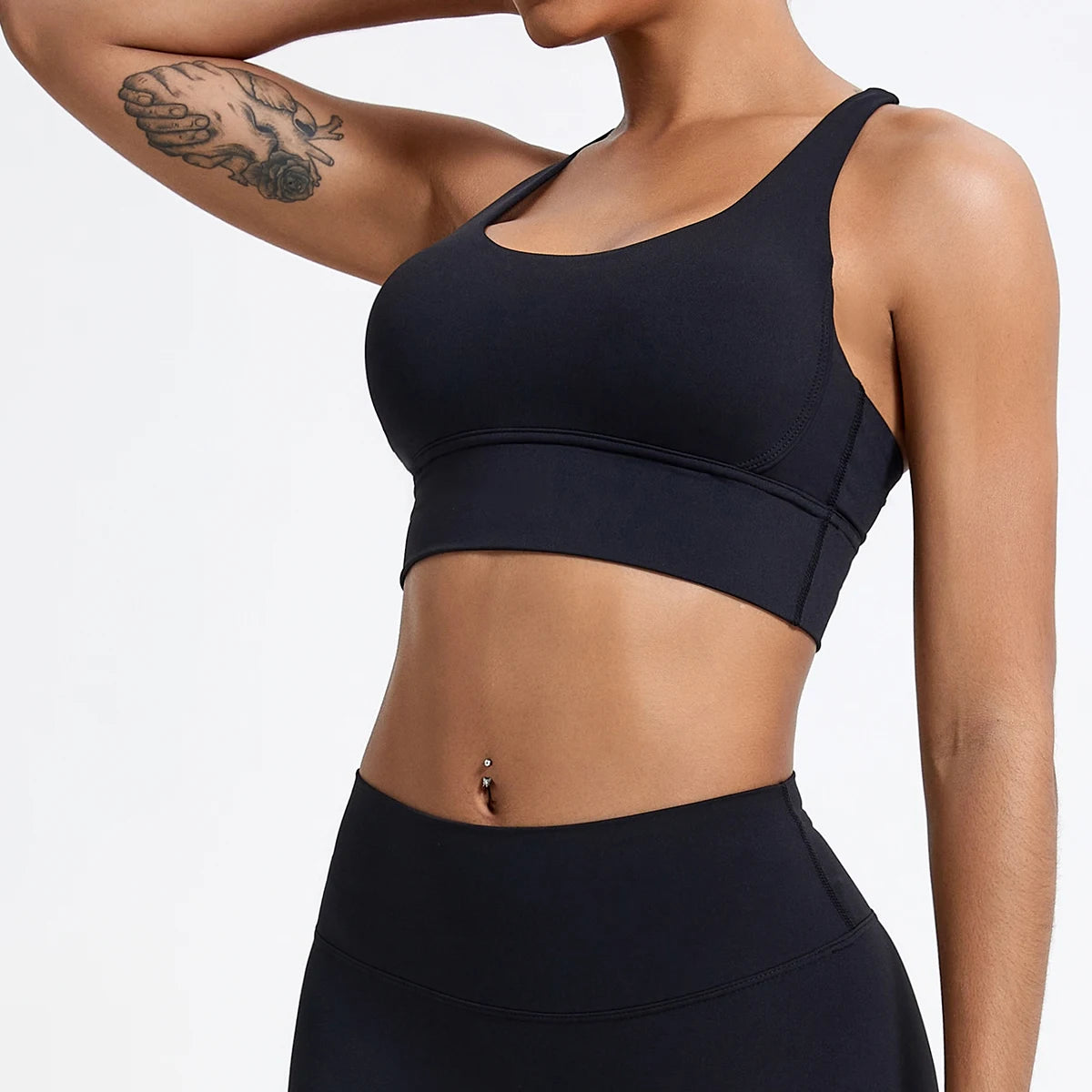 Push-Up Sports Bra for Women – Cross Back Yoga Crop Top, Shockproof Gym Fitness Bra for Running & Workout