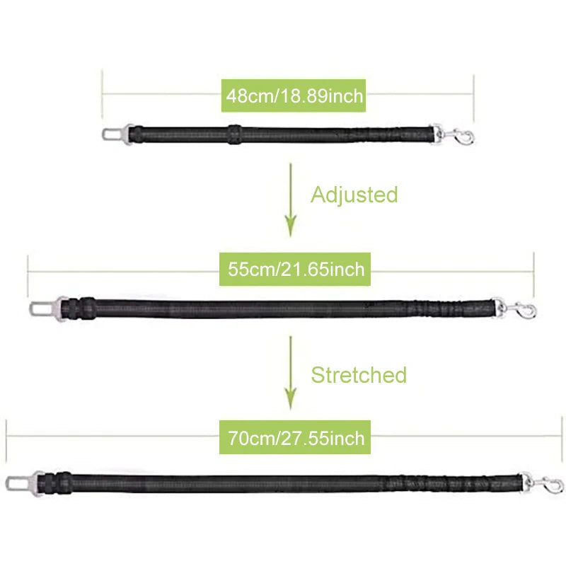 Durable Nylon Dog Seat Belt - Adjustable Reflective Elastic Lead for Small & Large Dogs - Ensures Puppy Travel Car Safety, Ideal for French Bulldogs