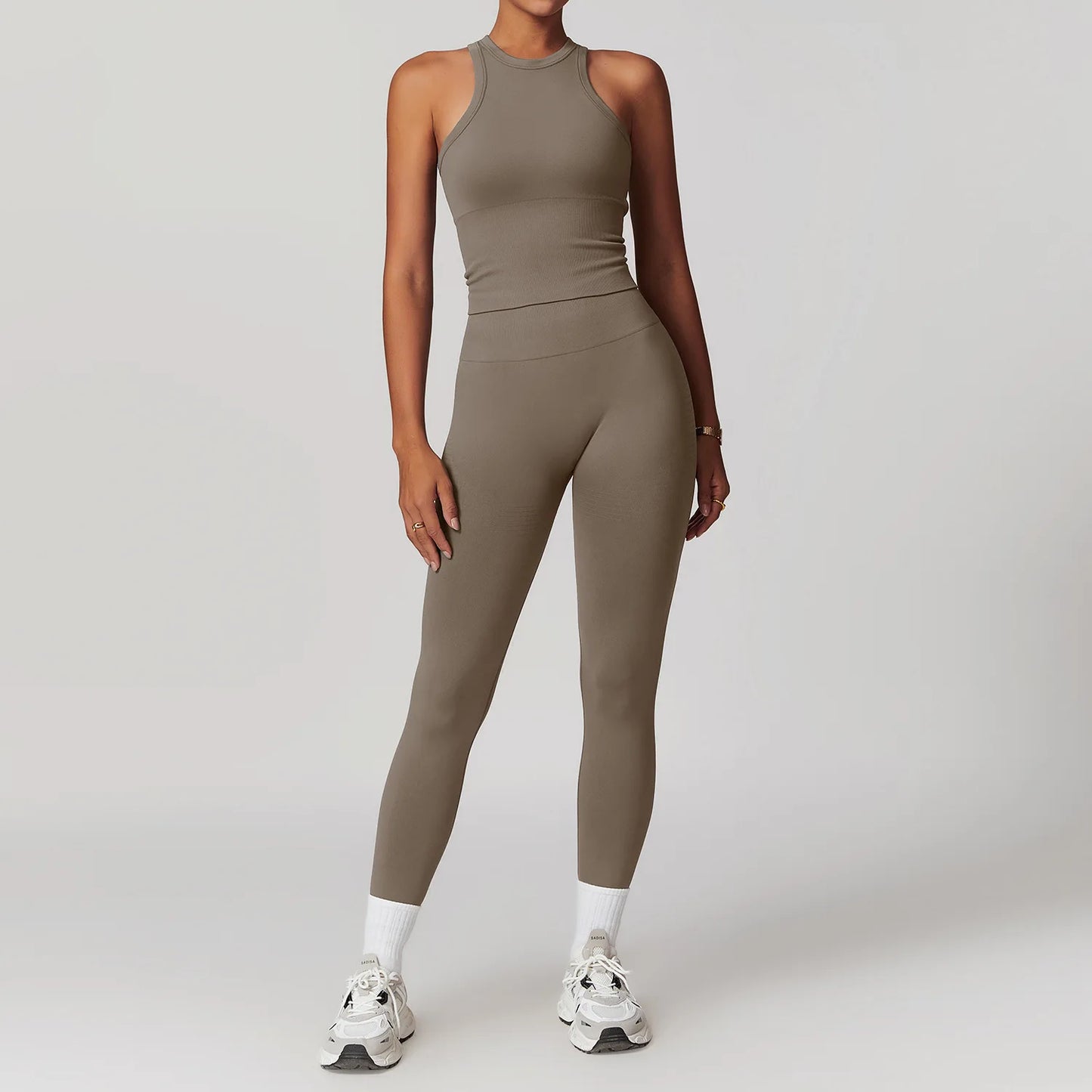 Women’s Seamless 2/3 Piece Yoga Set – Fitness Workout Sportswear with Leggings, Sports Bra & Long Sleeve Gym Outfit