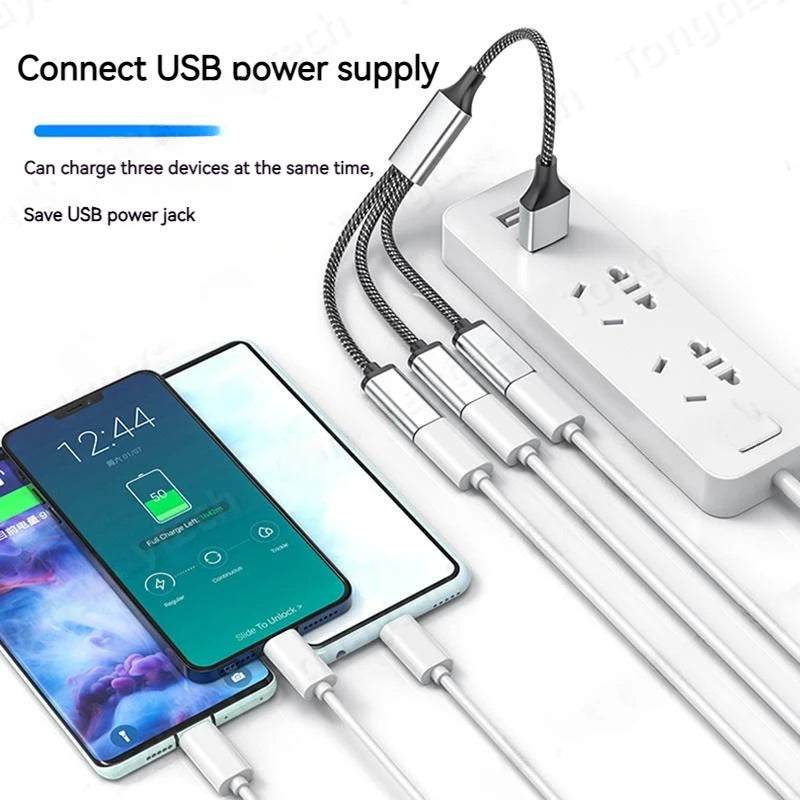 Multi USB Hub 4-Port Type C Extension - Fast Data Transmission USB Splitter and OTG Adapter for Computers, Xiaomi, MacBook Pro, MacBook Air