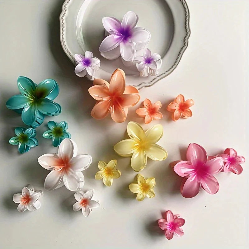 18Pcs Egg Flower Hair Clips | Gradient Candy Color Flowers, Shark Clips for Daily Ponytail Styling