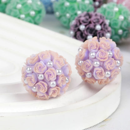 20mm Rose Flower Ball Pearl Beads – 1/3/5PCS Polymer Acrylic Beads for DIY Jewelry Making, Necklaces, Bracelets & Earrings
