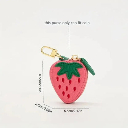Mini Cherry & Strawberry Coin Purse – Cute PU Leather Keychain Bag for Earphones and Small Storage, Korean Style