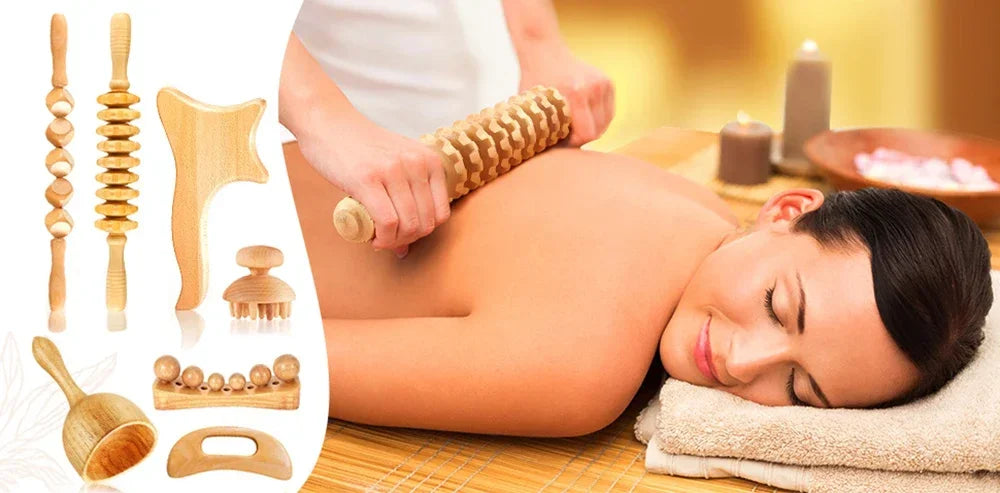 Wooden Lymphatic Drainage & Anti-Cellulite Massage Tools – Gua Sha for Body Shaping & Sore Muscle Relief