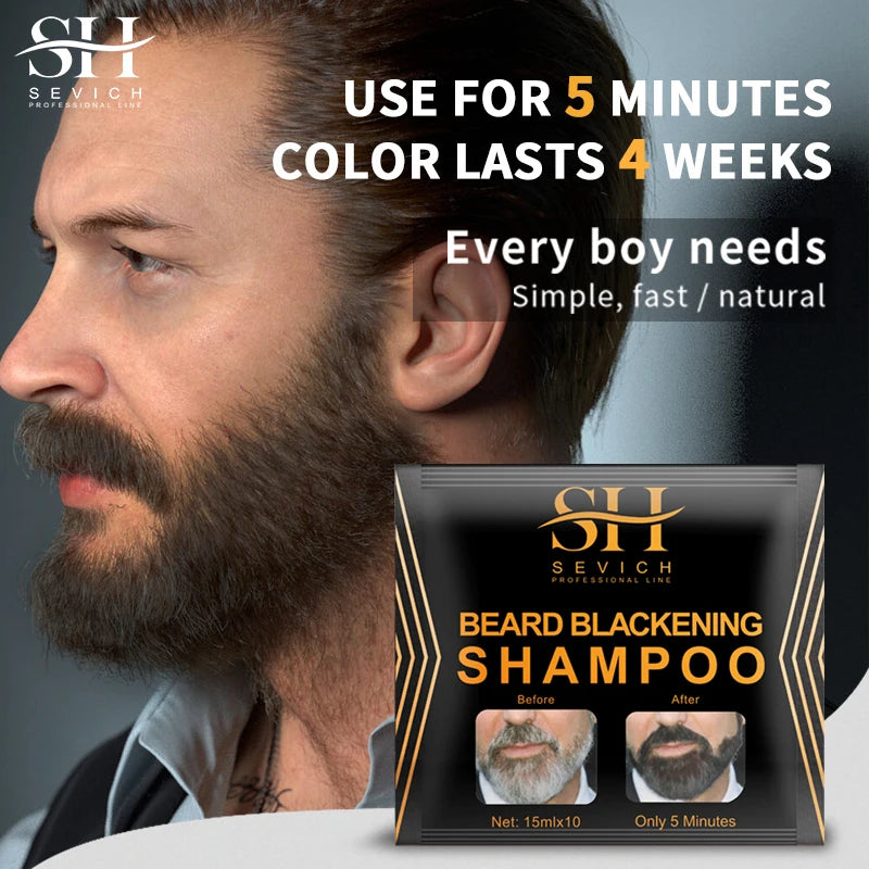 Black Beard Dye Cream - 3-Minute Fast Gray Coverage and Natural Beard Coloring