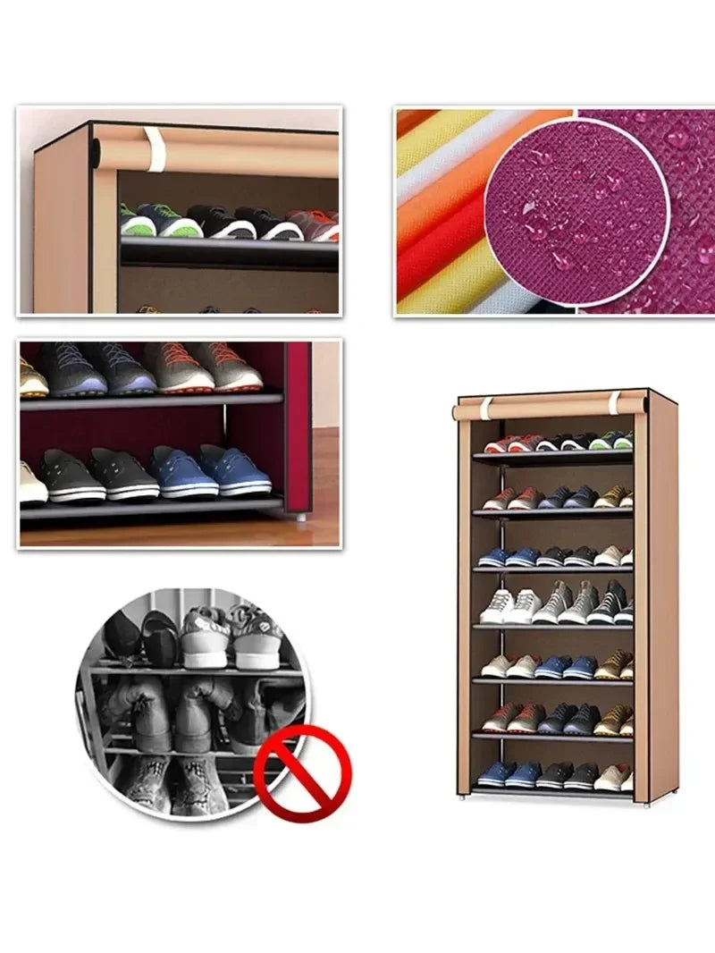 Non-Woven Multi-Layer Shoe Rack – Dormitory Door Cabinet, Space-Saving, Economical, Dustproof Home Storage Box