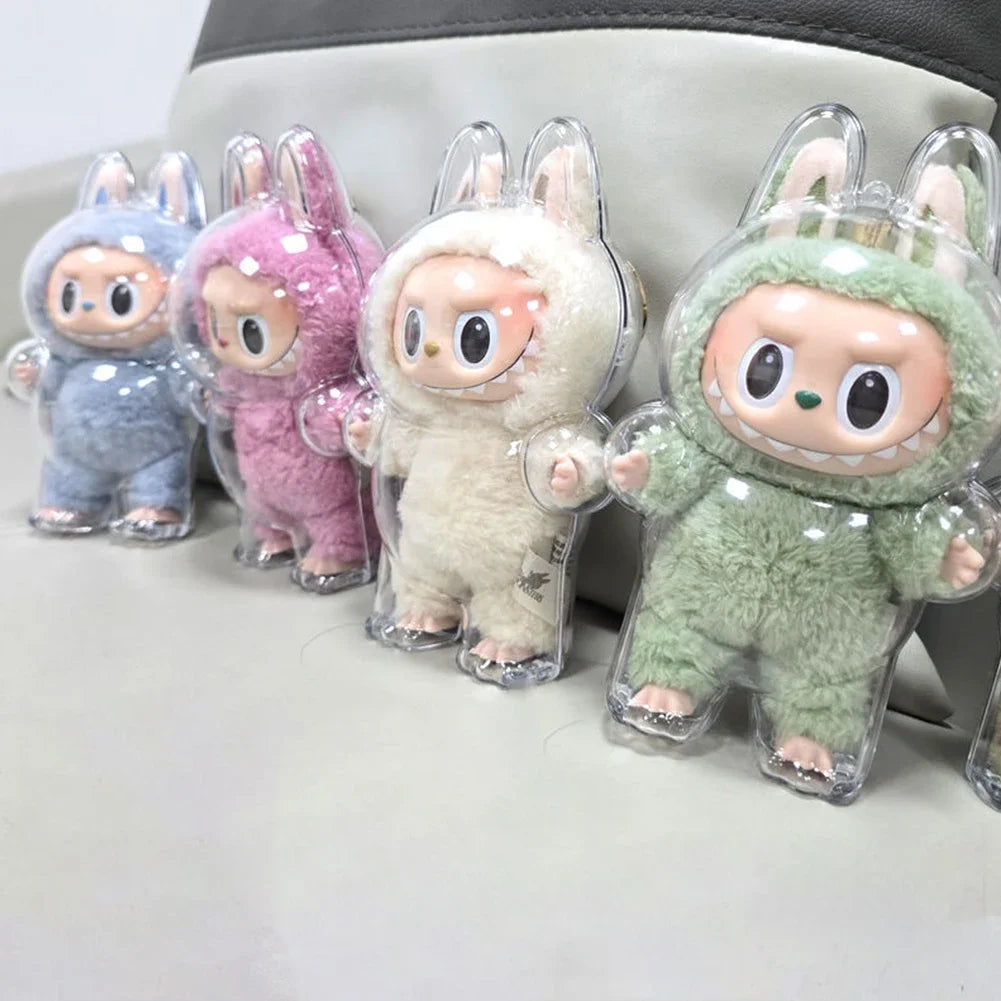 17cm Labubu Transparent Protective Cover - Monster Toy & Elf Doll Storage Display Box