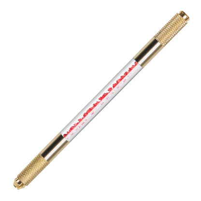 Manual Double-Ended Crystal Acrylic Microblading Pen – Permanent Makeup Eyebrow Tattoo Tool for Flat & Round Needles