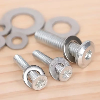 Stainless Steel Flat Washer Assortment Kit - M2 to M10 Washers for Home, DIY & Factory Repairs