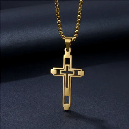 New Black Pillar Necklace for Men & Women, Trendy Stainless Steel 3D Bar Chain, Party Jewelry & Couple Gifts