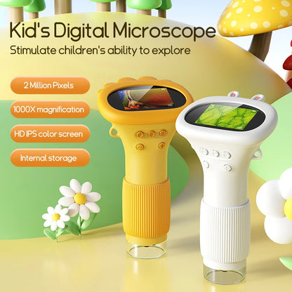 2.0 Inch Mini Pocket Microscope - 1000X Handheld Kids Science Experiment Tool, Outdoor STEM Toy for Children