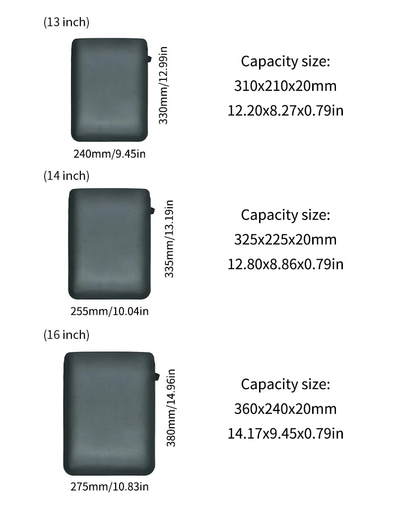 Slim Laptop Sleeve - Lightweight 13/14/15/16 Inch Protective Case with Elastic Cord for MacBook Air and MacBook Pro