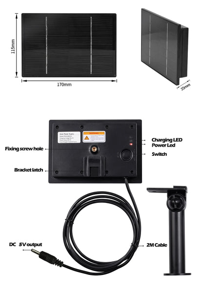 D4 5V/6V Solar Battery Charger – 4W Portable Solar Power Bank for Security Cameras, DC 5521 Output