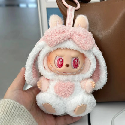 17cm Labubu Doll Clothes — DIY Accessories Heartbeat Long-Eared Furry Rabbit Costume | Cartoon Dress-Up Outfit