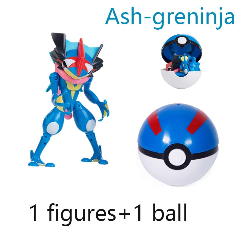 New Pokémon Action Figures – Pikachu, Charizard & Greninja Pocket Monster Poké Ball Deformation Toys for Kids Birthday Gifts