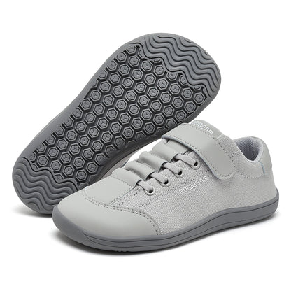 HOBIBEAR Kids Barefoot Shoes – Wide Toe Minimalist Sneakers for Boys & Girls, Lightweight Hook Loop, Artificial Leather & Fabric