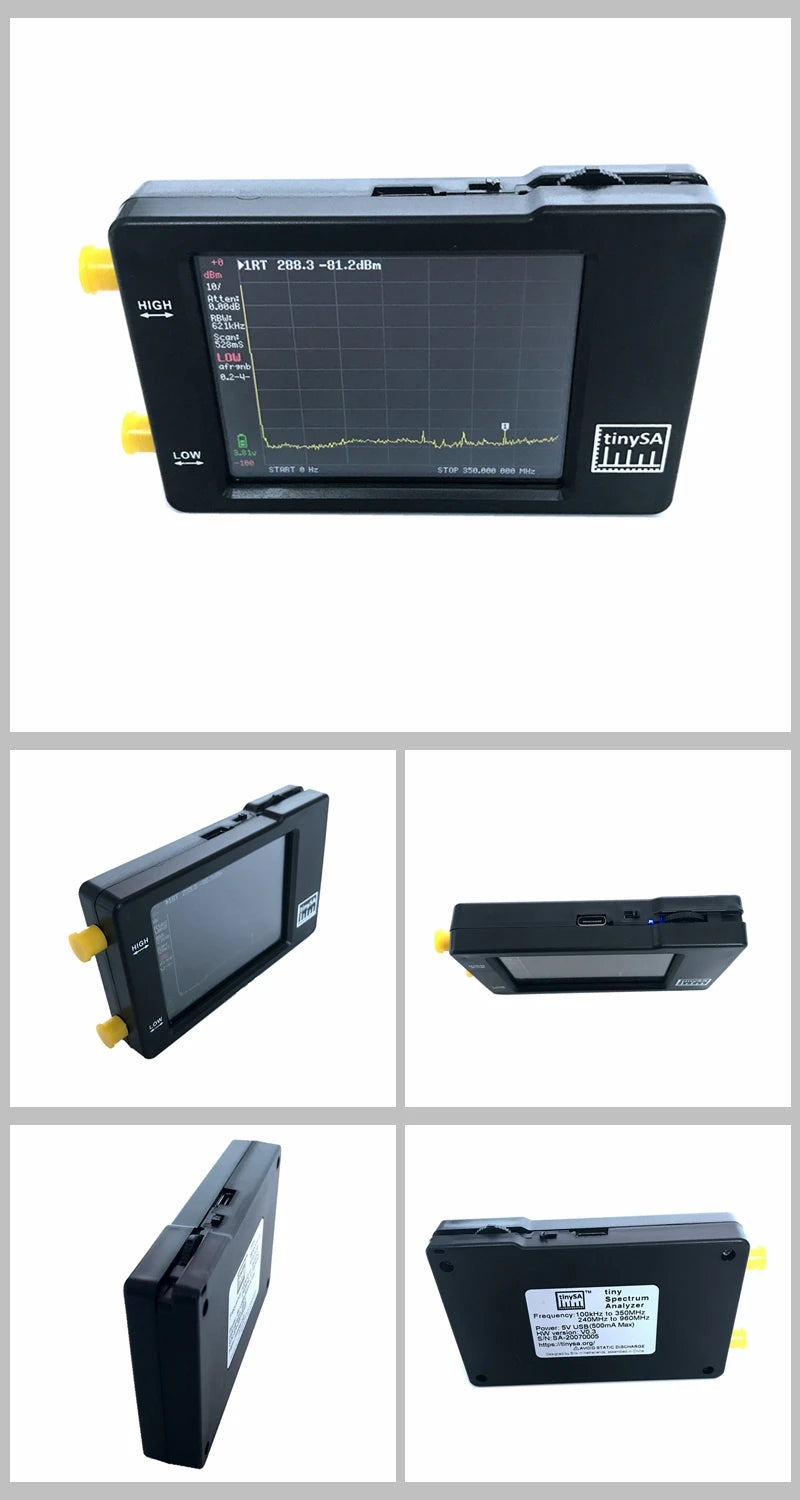 Original Hugen TinySA Spectrum Analyzer – 2.8-Inch Display, 100kHz to 960MHz Handheld with ESD Protection